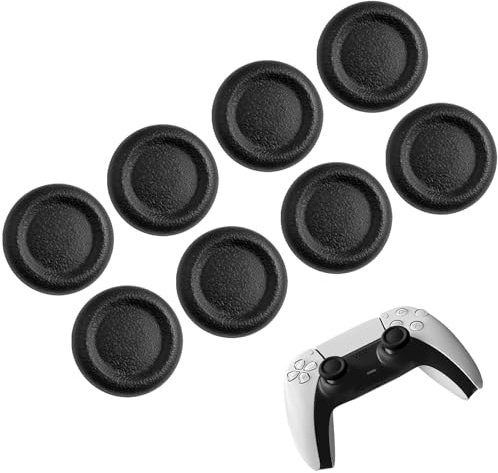 Lot de 8 Capuchons de Joystick Manette Compatible avec PS5/PS4, Noir | Capuchons en Silicone pour Manette de Jeu, Antidérapants, Résistants à l'usure, Antidérapants, Texture Laser