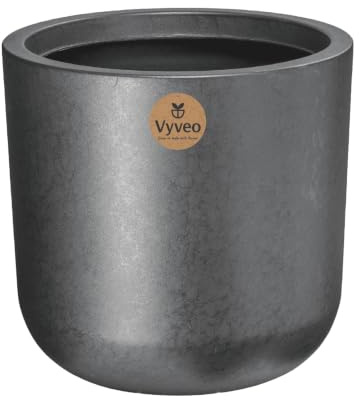 Vyveo - Blumentopf Orena - 56x54 - Silber metallic - Blumentopf für den Innen- und Außeneinsatz - Übertopf - Pflanztopf - Pflanzgefäß