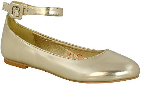Womens Flat Ankle Strap Ballet Pumps Ladies Ballerina Party Bridal Smart Shoes Shoes 3-8
