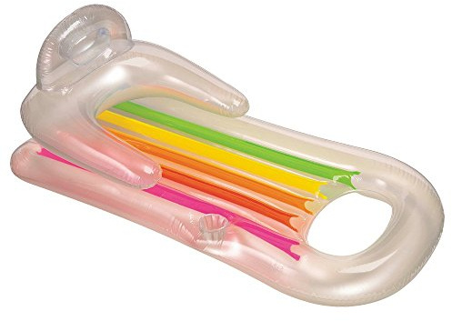 Intex Chaise longue gonflable pour piscine, 160 x 85,1 cm, blanc avec dessus transparent