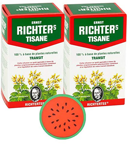 Tisane Ernst Richter spécial Transit | Plusieurs conditionnements | Lot de 2 boîtes de 20 infusions + en cadeau : sous-tasse en silicone (Lot de 2)