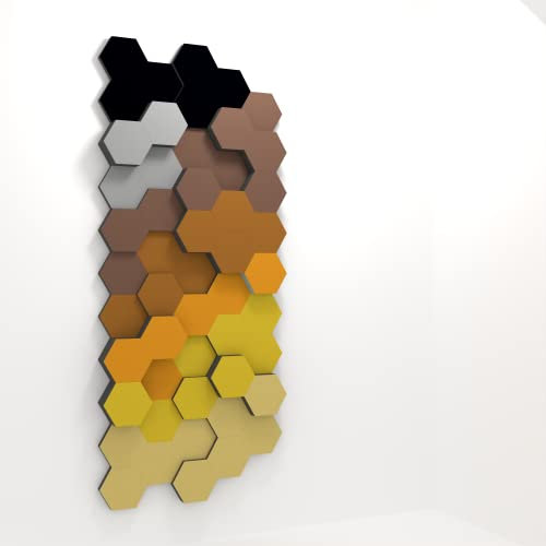 PolySound Schalldämmung Akustik Schaumstoff Absorber selbstklebend [Update: bis zu 5mal neu positionieren/umkleben] ECO Hexagon Wall-Set Ø200mm – Earth – made in Germany