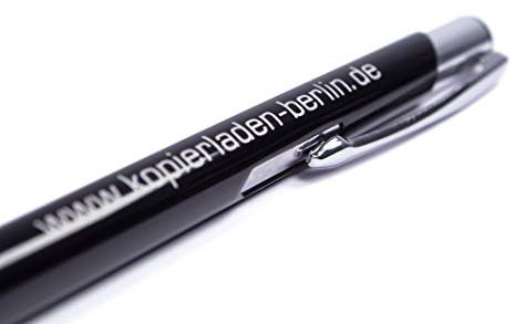 Kugelschreiber in schwarz mit Gravur – hochwertiger Kuli aus Metall, mit individuellem Text oder Logo selbst gestalten, 1000 Stück