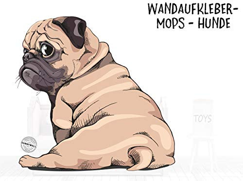 Sunnywall Wandtattoo Aufkleber Mops Hund mach Sitz