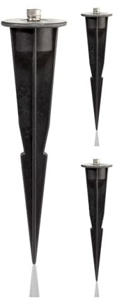 ledscom.de 3 Stück Garten-Erdspieß, für Gartenleuchten, schwarz, 17cm, 45mm Ø