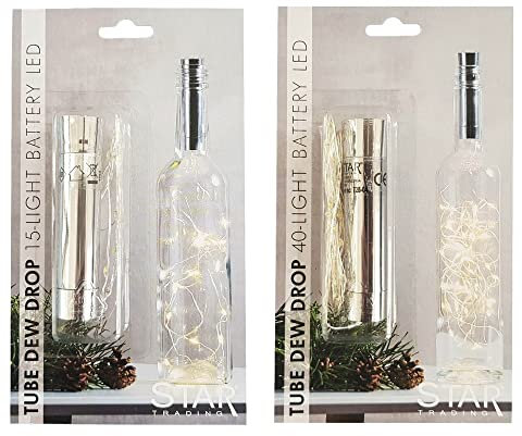 NETPROSHOP Korken Lichterkette Silber 15er oder 40er LEDs, Batteriebetrieben mit Timer, warmweiß, Farbe:Silber, Auswahl:40 LED
