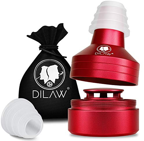 DILAW® Shisha ECO Molassefänger mit Gewinde - Universal aus Aluminium mit Adapter, Vorkühler-Aufsatz passt Universell für alle Shishas, 18er Schliff Einfach auf den Kopfadapter stecken, Rot