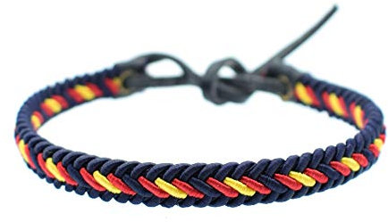 BDM Pulsera bandera de España unisex, color verde Guardia Civil y azul policía, pulsera cierre ajustable de cuero, ideal para regalo original.
