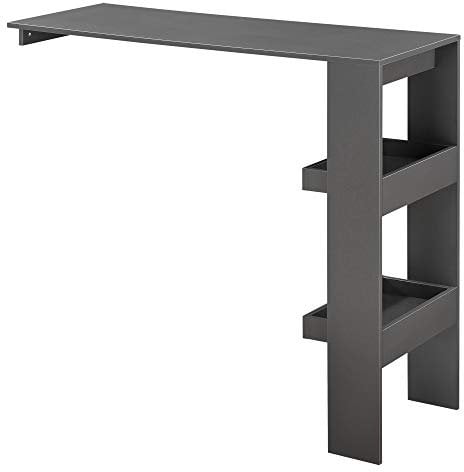 [en.casa] Bartisch Bromölla 120 x 45 x 106 Stehtisch für Wandmontage mit Ablagen Dunkelgrau