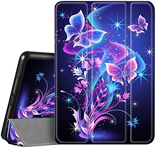 Hi Space iPad 9. 8. 7. Generation Hülle 10,2 Zoll Cover 2021 2020 2019 Schmetterling mit Stifthalter, schützende automatische Schlaf- und Wachfunktion für A2270 A2428