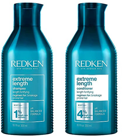 Redken, Routine Longueur pour Cheveux Fragilisés en Quête de Longueur, Renforce les Longueurs et Réduit les Fourches, Huile de Ricin, Extreme Length