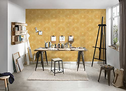 A.S. Création Tapete mit Kreisen Attractive geometrisch grafisch Vliestapete mit Glitzereffekt gelb matt glänzend strukturiert 378324