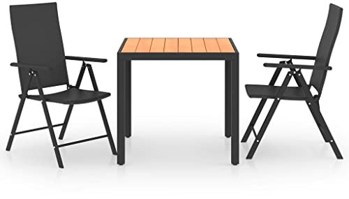 vidaXL Gartenmöbel Set 3-TLG. Gartengarnitur Sitzgruppe Gartenset Sitzgarnitur Gartentisch Esstisch Gartenstuhl Tisch Stühle Schwarz Braun