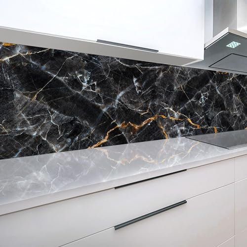 Rodnik Küchenrückwand robuste ABS-Kunststoff Platte Monolith in Deluxe Qualität, Direktdruck. MOTIVAUSWAHL (Marmor schwarz, 60x400 cm)