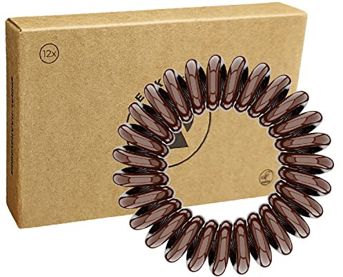 Reskthetic - hochwertige Spiral Haargummi (braun), schonend zum Haar, nachhaltig, umweltfreundlich, (Telefonkabel, Zopfgummis) für Mädchen & Frauen/Damen (12 x 3,5 cm)