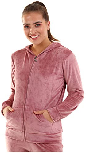 Nolihoo Survêtement d'intérieur pour femme - Rose, L - Velours doux et douillet - 2 pièces - Survêtement de sport et de loisirs - Polyester/90%, Élasthanne/10%
