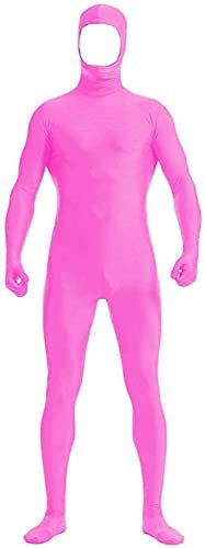 Aniler Costume Zentai per uomo e donna in spandex, con viso aperto, taglia S, rosa acceso