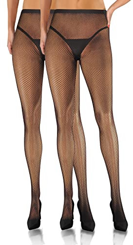 Sesto Senso 2 pares de Medias de Rejilla de Malla Pequeño Para Mujer Parte de Bragas de Rejilla de Cintura Alta Negro 1/2 XS/S Black