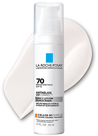 La Roche-Posay Anthelios UV Correct Sunscreen Moisturizer SPF 70, Daily Anti-Aging Face Moisturizer with Niacinamide to Even Skin Tone & Fine Lines, Sun Protection for Sensitive Skin