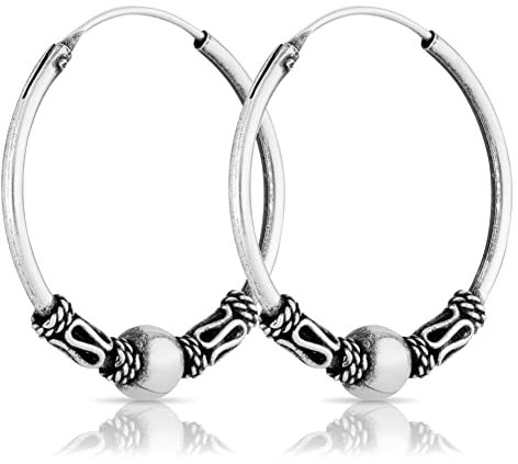 NKlaus Paar Bali Creolen 22mm aus 925 Sterling Silber Mittelalter Gothic Ohrringe 1791