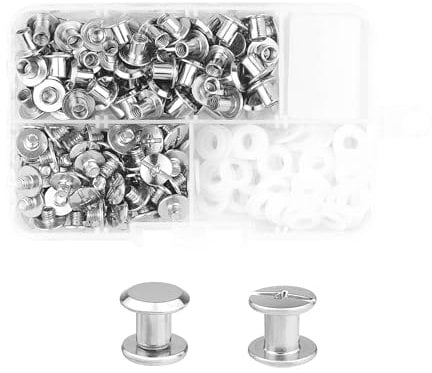 MABAHON 80 set di viti Chicago,M5×6mm kit di viti Chicago Phillips,Rivetti a Vite Filettati Vite Rivetti in Metallo per DIY Lavori e Pelle Zaino Cintura - Argento