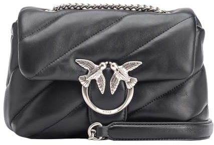 Pinko Damen Love Mini Puff Cl Sheep Nappa Tasche, Z99o_schwarz-Old Silver
