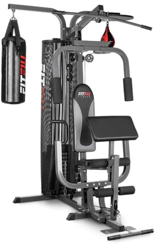 FITFIU Fitness GYM-300 - Mehrstationen-Fitnessgerät für komplettes Gymnastik-Training mit Boxsack und Boxball, zum Aufbau und zur Stärkung der Muskeln