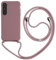 Keteen Collier pour Samsung Galaxy S23 Coque Silicone Liquide Bumper Housse Galaxy S23 Lanière avec Cordon Réglable Longueur Chaîne Lanyard Case Housse Étui pour Samsung Galaxy S23, Or Rose