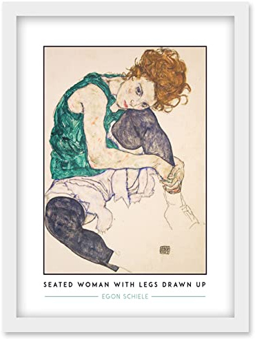 Wee Blue Coo Egon Schiele Seated Woman With Legs Drawn Up Expressionist Painting Artwork Framed Wall Art Print A4