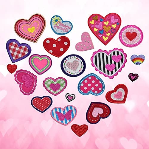 THATSRAD 22 Stück Bügelflicken Herzen Applikation zum Aufbügeln Bügelbilder Herz Bügel Patches Embroidered Iron on Patches Herzen Aufbügelflicken In Herzform Applikation zum Aufbügeln Bekleidung