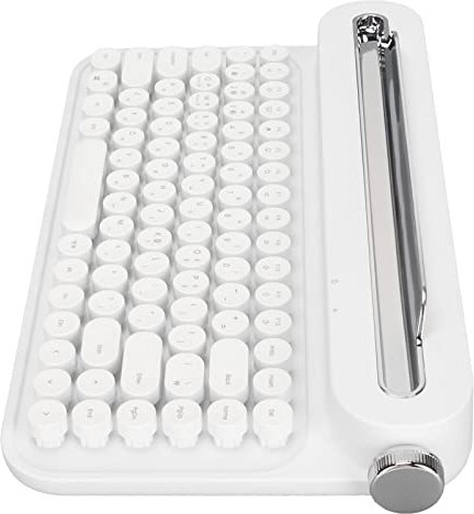 suick Tastiera Bluetooth Vintage 86 Tasti Simpatica Tastiera per Macchina da Scrivere Wireless con Supporto Integrato per Windows per Smartphone per iOS (Bianco)