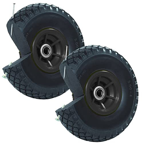 TRUTZHOLM 2x Sackkarrenrad PU-Rad 260x85 mm 3.00-4 60 mm versetze Nabe Ø 20 mm schwarz Vollgummi Bollerwagen