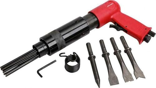 Air Hammer & Descaler Needle Gun Tool Kit 19 Pin Paint Rust Remover & 4 Chisels, 150mm
