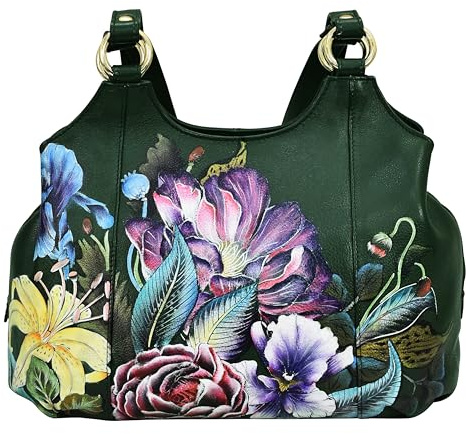 Anuschka Damen Leder-Satchel – Handbemalte Henkeltasche aus echtem Leder mit diversen Fächern - 469