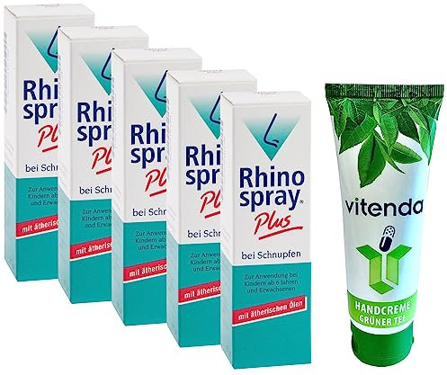 Rhinospray plus bei Schnupfen 5x10ml inclusive einer Handcreme von vitenda - Bei verstopfter Nase mit ätherischen Ölen