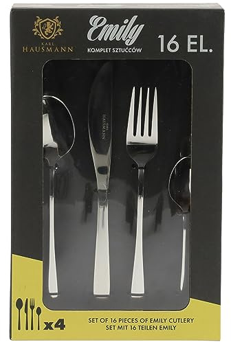 KARL HAUSMANN Besteck Set für 4 Personen - 16-Teilig - Essbesteck Spülmaschinenfest Rostfrei - Besteckset aus Edelstahl - Cutlery Set 4 People - Silverware Set - Bestecksets - Camping Besteck