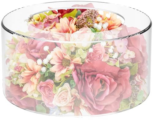 Eummy Acrylic Cake Stand Fillable Cake Risers Clear Cake Tier Bottomless Round Cylinder Cake Display Stand Holder Cake Box Shape Dessert Display Stand for Wedding Birthday Party(20cm)