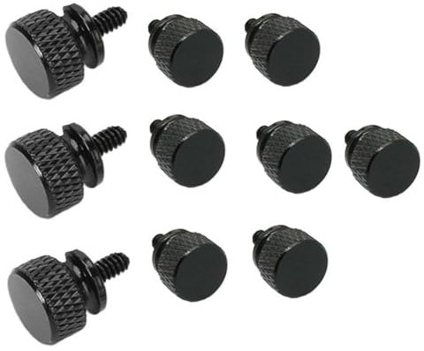 Biwwubik 10 Pièces/Lot UNC6-32 M3.5 Vis à Main Vis de Boîtier D'Ordinateur Vis Moletée à Tête Ronde pour Support GPU PSU Boîtier D'Ordinateur Vis de Panneau Latéral PC Assembler WaterCooling Noir