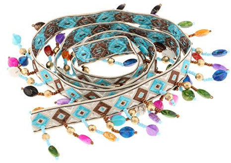 Duiaynke Ethnischer Stil DIY Quaste bestickte Bordüre, handperlenbesetzter Rand, Gurtband, bestickter Rand zum Nähen, Modedesign, Hochzeit
