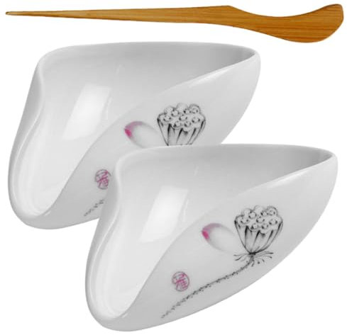 LABRIMP 1 Juego Accesorios De Té Bandeja Dosificadora De Granos De Recipiente De Té De Cerámica Cha El Recipiente De Té Recipiente Para Hacer Té Madera Porcelana Blanca Cucharita