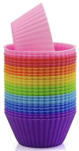 24 Moules à Muffins en Silicone Antiadhésifs, Mini Moules à Pâtisserie Réutilisables et antiadhésifs sans BPA pour Cupcakes, Gâteaux, Donuts, Desserts, Crèmes et Puddings