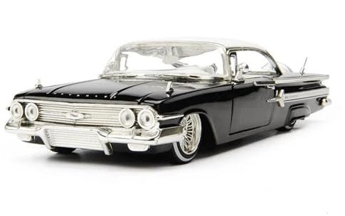 RSFIL 1:24 for Chevrolet Impala im Maßstab 1960, Druckguss-Modellauto, Retro-Sammlerauto, fertiges Auto, Spielzeugauto, Geschenk (Color : Black)