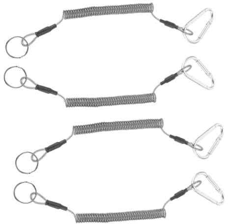 Anneome 4pcs Strong Coiled Lanyard Buckles Elastic Tool Lanyard for Fishing Safety