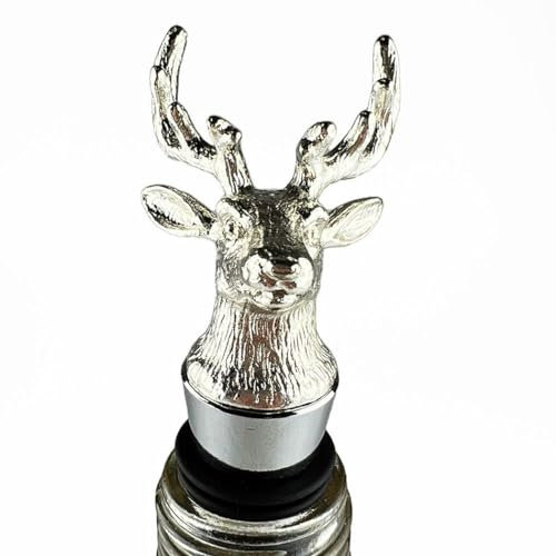 Selbrae House Irish Glass Stag Wine Bottle Stopper Stainless Steel Base, 1.2 x 4.1, Silver