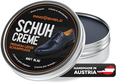 INNOSHIELD® Schuhcreme Blau - Schuhpflege, 100 ml - Blaue Schuhcreme imprägniert & schützt das Leder sehr wirksam. Hochwertige Rezeptur mit Lanolin - Handmade in Austria
