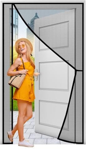 Zanzariera magnetica per porta finestra 120x205cm per porta scorrevole, porta d'ingresso, porta battente, porta avvolgibile, roulotte, balcone, camper Nero