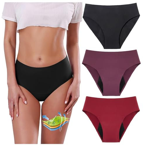 CSHE 3er Pack Perioden Bikinihose Perioden Bademoden zum Schwimmen, Bikini Hose Perioden Badebekleidung, Perioden Bikinihosen Swimwear Auslaufsichere Menstruationsunterwäsche für Mädchen Teenager