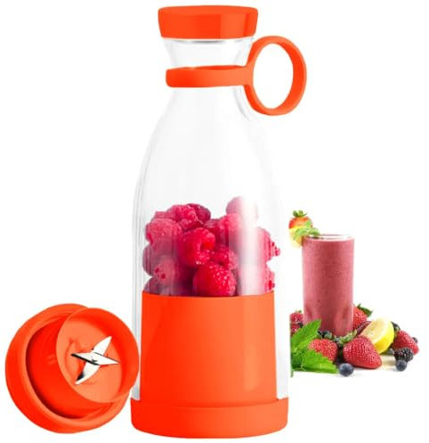 Batidora Portátil Recargable, Licuadora Personal para Smoothies, Zumos, Batidos, Licuadora Portátil Con Cuchillas de Acero Inoxidable, USB - Batería Larga Duración, Potente 420ML 40W (Naranja)