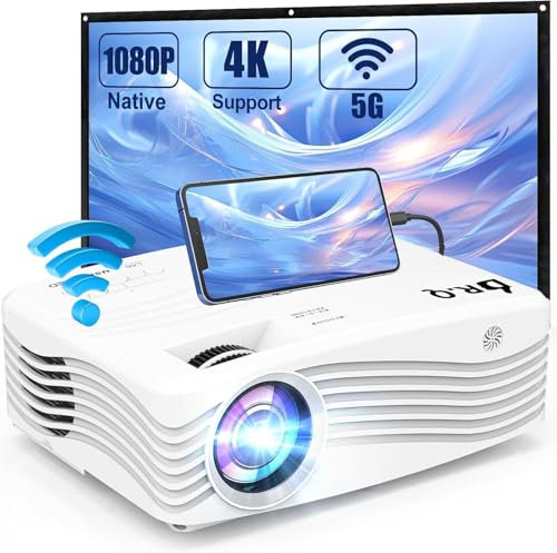 4K Supported 20000 Lux 5G WiFi Projector - Native 1080P Full HD, 300 Display Multimedia Home Cinema, Compatible With Smartphone/Tablet/Laptop/PC/TV Stick