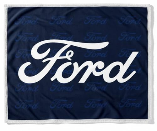 Detroit Shirt Company Sherpa-Fleece-Überwurfdecke mit klassischem Ford-Logo, superweich und warm, 127 x 152,4 cm
